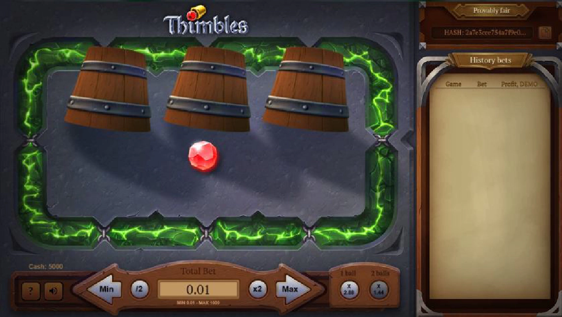 Слот Thimbles играть в казино 1win